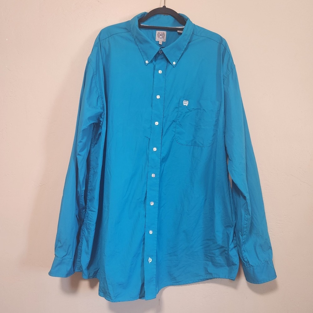 Cinch Blue Long Sleeve Dress Shirt Button Up Mens Size XXXL 3XL